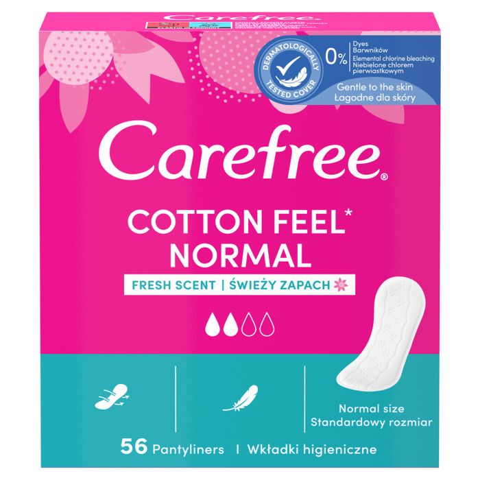 Carefree Cotton Feel Normal Wkładki higieniczne świeży zapach 56 sztuk main product photo