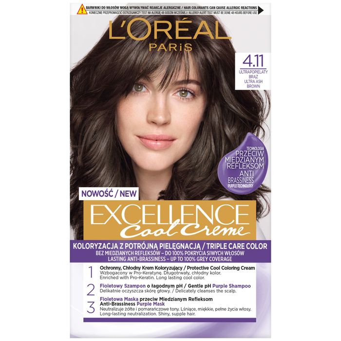 L'Oreal Paris Excellence Creme 4.11 Ultrapopielaty Brąz farba do włosów main product photo