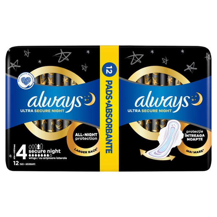 Always Ultra Podpaski Secure Night (rozmiar 4) ze skrzydełkami x12 main product photo