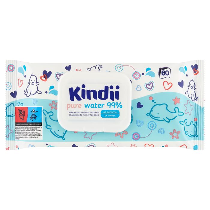 Kindii Pure Water 99 % Chusteczki dla niemowląt i dzieci 60 sztuk main product photo