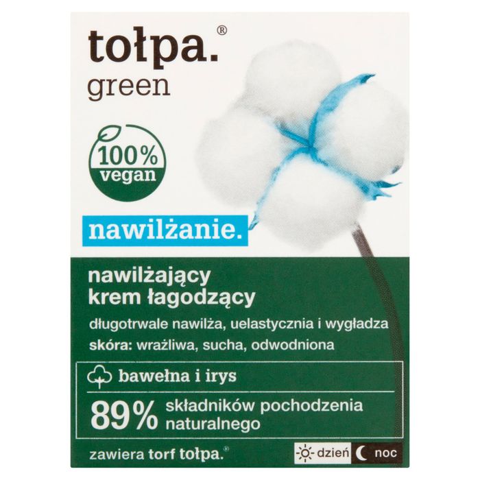 TOŁPA GREEN Nawilżający krem łagodzący, bawełna i irys, Vegan 50 ml main product photo