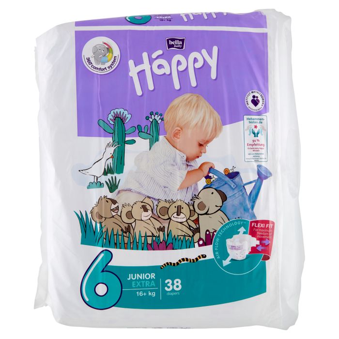 Bella Baby Happy Pieluszki jednorazowe 6 junior extra 16+ kg 38 sztuk main product photo