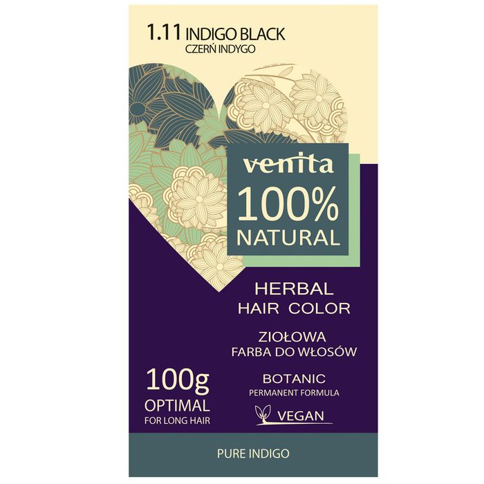 Venita Herbal Hair Color ziołowa farba do włosów 1.11 Czerń Indygo main product photo
