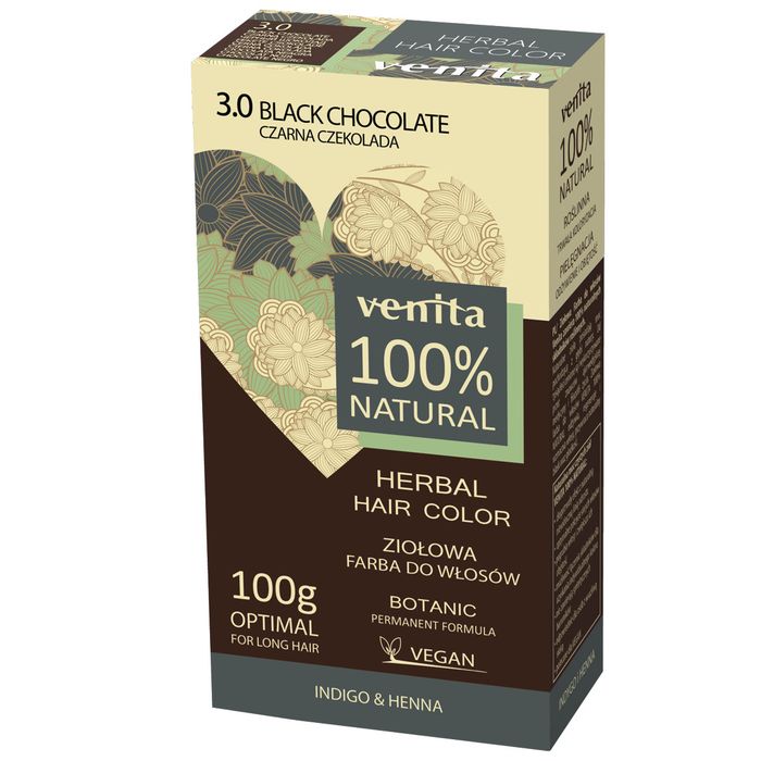 Venita farba do włosów ziołowa 100% naturalna 3.0 czarna czekolada main product photo