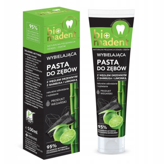 BIO MADENT pasta do zębów z węglem drzewnym i limonką 100 ml main product photo