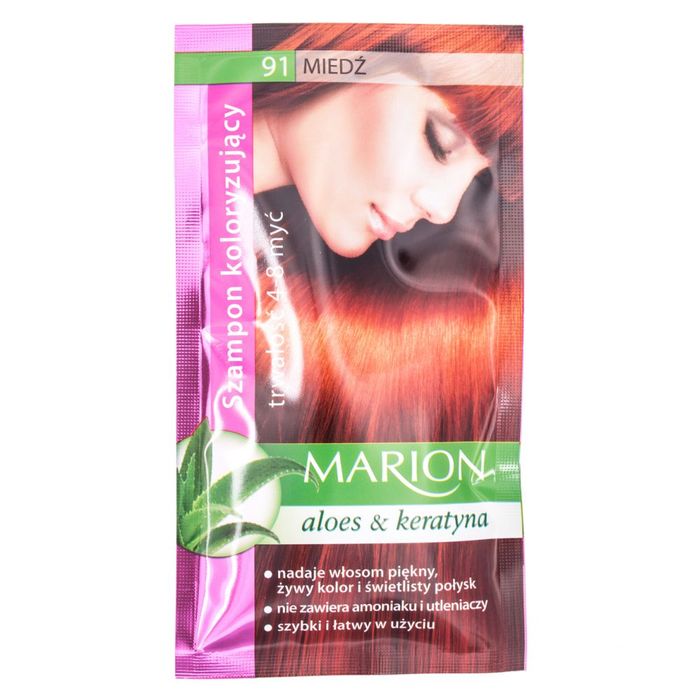 MARION Szamponetka szampon koloryzujący z aloesem i keratyną, nr 91 MIEDŹ, 40 ml main product photo