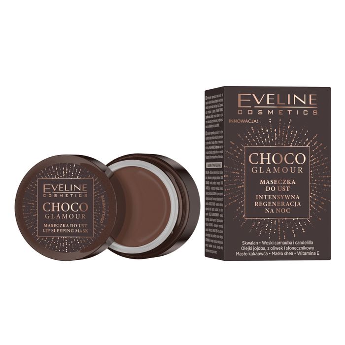 EVELINE Choco Glamour Intensywnie regenerująca maseczka do ust na noc, 1 szt main product photo