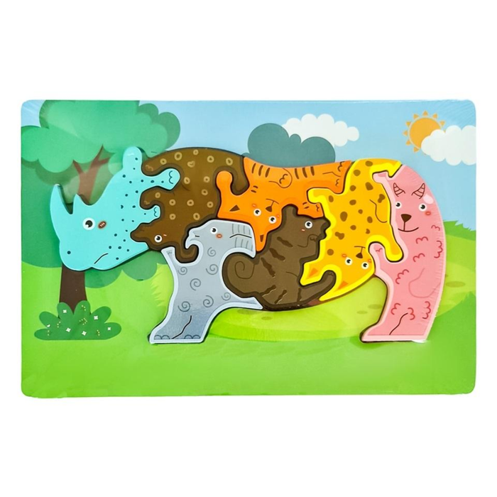 Drewniane puzzle animal Nosorożec main product photo