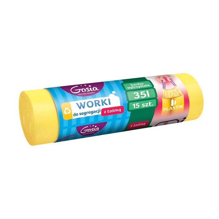 GOSIA WORKI LDPE TASMA ZOLTE 35L 15SZT main product photo