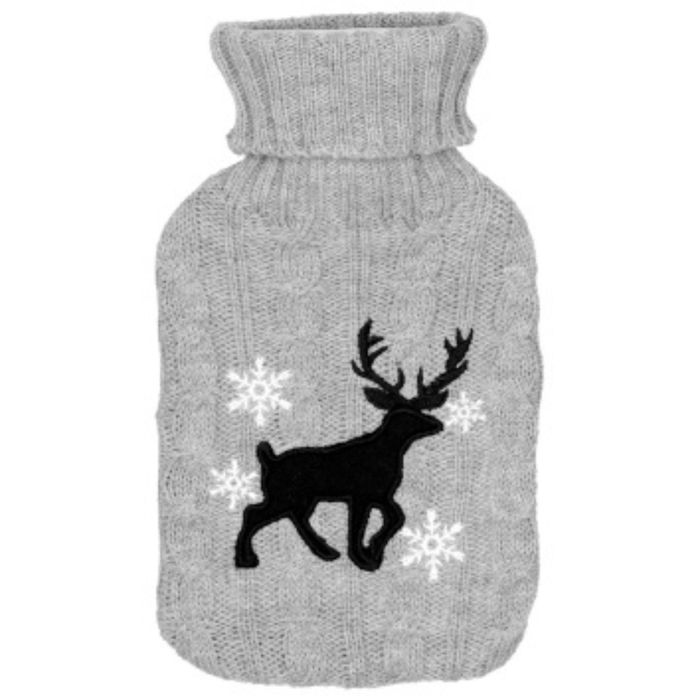 INCOOD termofor gumowy w pokrowcu sweterkowym z reniferem 750 ml main product photo