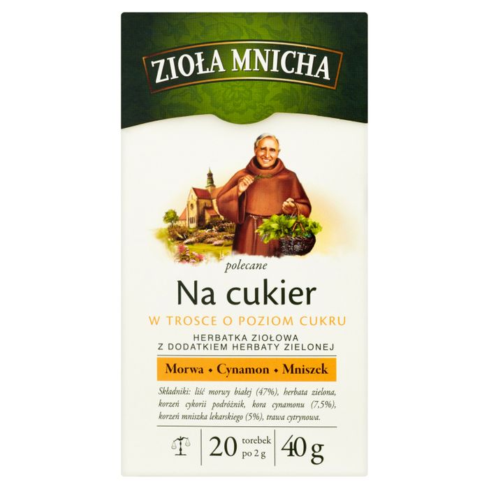 Big-Active Zioła Mnicha Na cukier Herbatka ziołowa z dodatkiem herbaty zielonej 40 g (20 torebek) main product photo