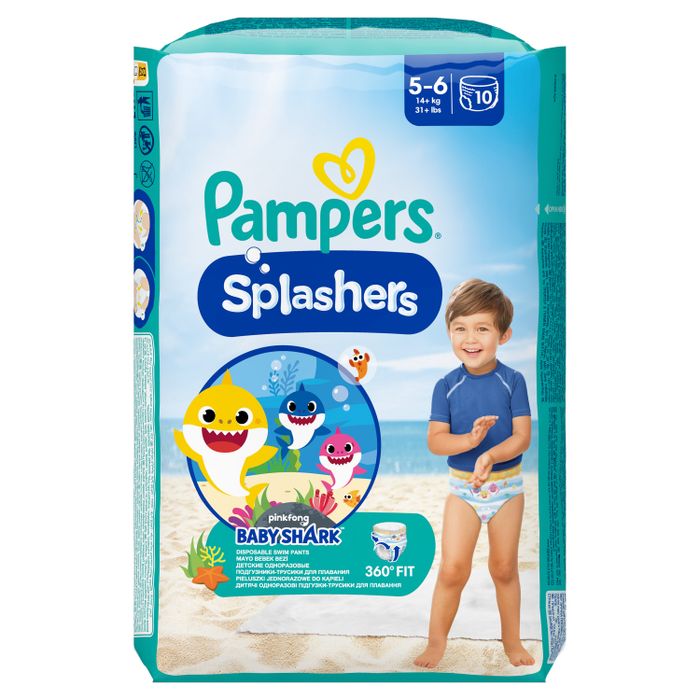 Pampers Splashers Baby Shark, 5, 10 Jednorazowe pieluchomajtki do pływania 14kg+ main product photo