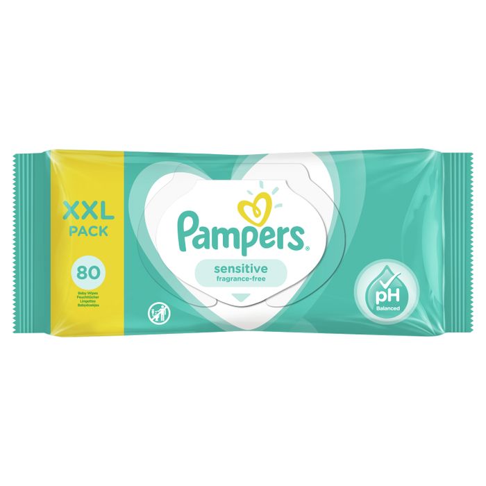 Pampers Sensitive Chusteczki nawilżane dla niemowląt 1 opakowanie zawiera 80 chusteczek main product photo