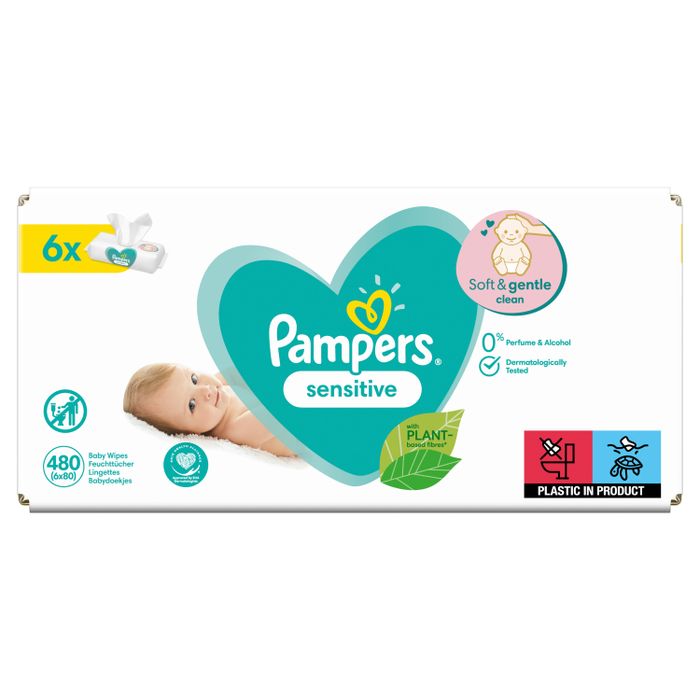 Pampers Sensitive Chusteczki 6 opakowania = 480 chusteczek main product photo