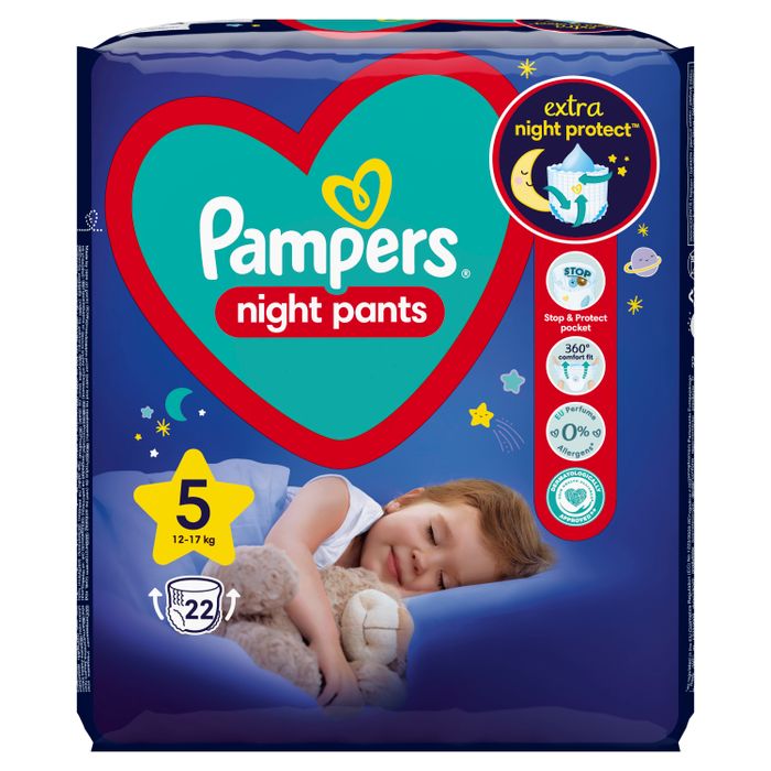 Pampers Night Pants Pieluchomajtki, rozmiar 5, 22 sztuk, 12kg-17kg main product photo