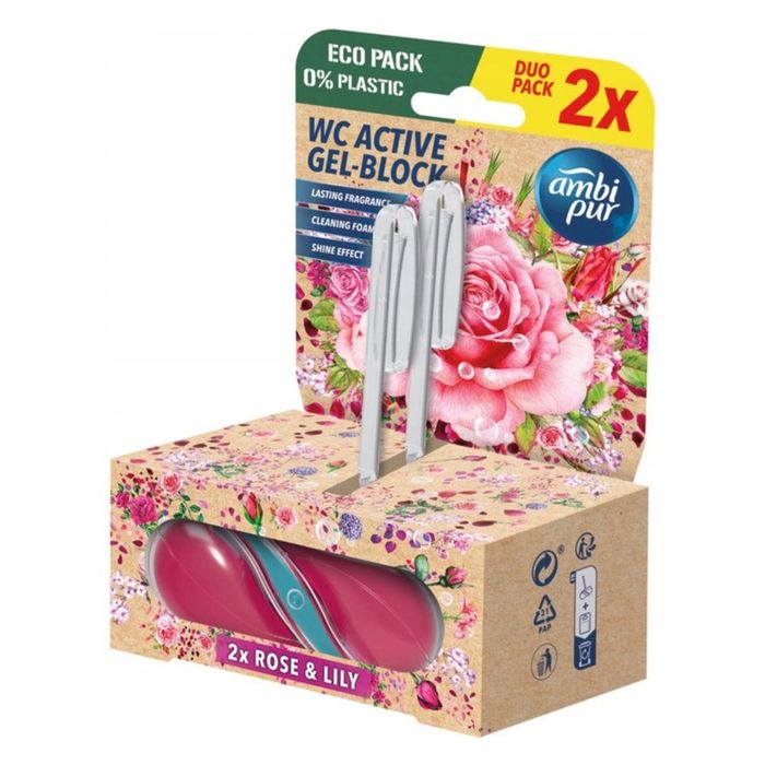 Ambi Pur zawieszka do WC Active Gel Block Rose & Lily 2x45 g main product photo