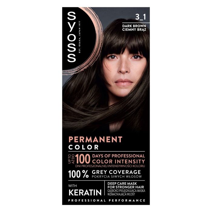 Syoss Permanent Coloration farba do włosów trwale koloryzująca 3-1 ciemny brąz main product photo