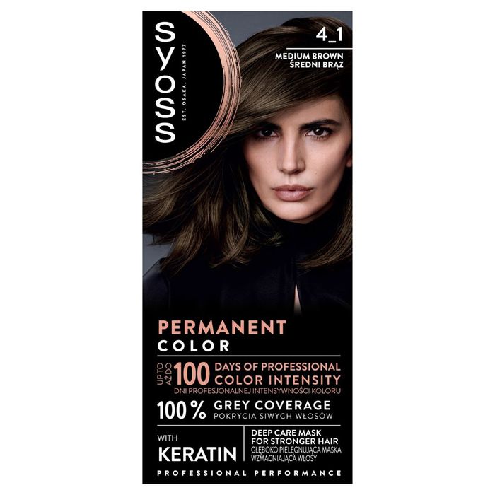 Syoss Permanent Coloration farba do włosów trwale koloryzująca 4-1 średni brąz main product photo