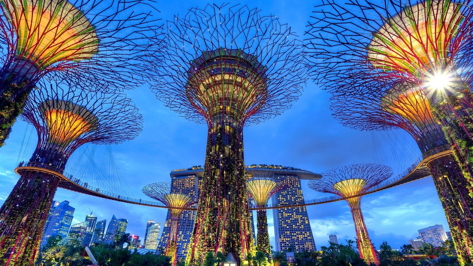 Singapur widok na miasto nocą